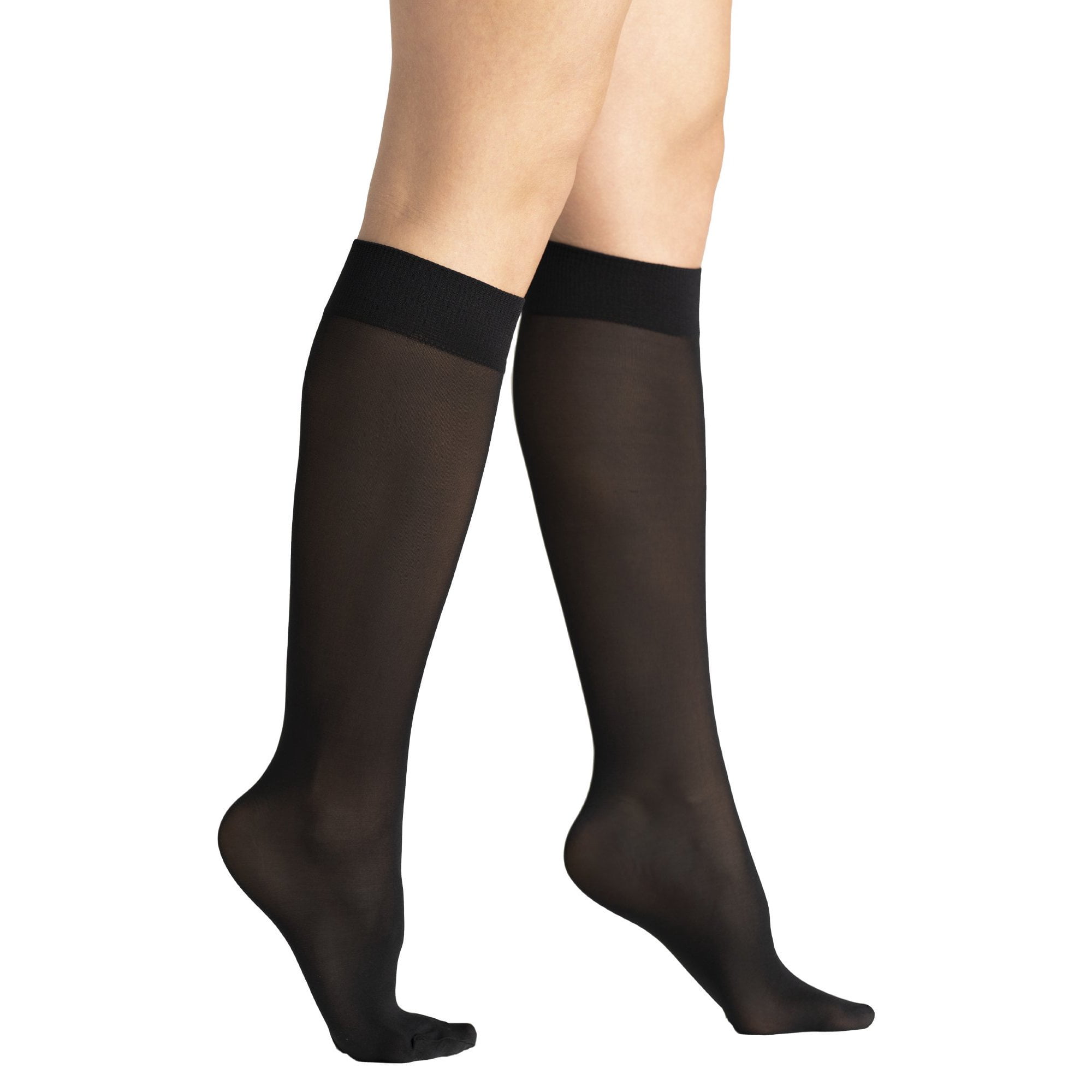 6 Pack of Women Knee High Socks Dress Trouser Socks with Comfort Band Opaque Stretchy Spandex