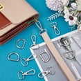 thumbnail image 4 of 1 Box 10 Sets Swivel Clasps Snap Hook Alloy Silver Swivel Lobster Claw Clasps with D Rings Hardware Strap Replacement for Purses Crossbody Bags Key, 4 of 9