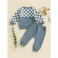 thumbnail image 6 of Hirigin Baby Boy 2Pcs Fall Winter Clothes 6 12 18 Months 2T 3T 4T Toddler Checkered Outfit Long Sleeve Pocket Sweatshirt Top Solid Jogger Pants Set, 6 of 8