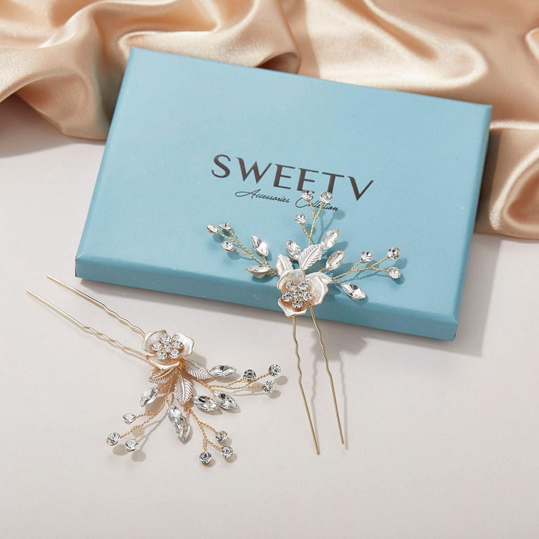 2Pcs Wedding Hair Pins Bridal Rhinestone Wedding Hair  display picture 1
