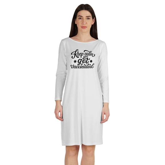 Inkmeso Keep Calm And Get Vaccinated T-Shirt Funny Pro Vaccine Boat Neck Dress