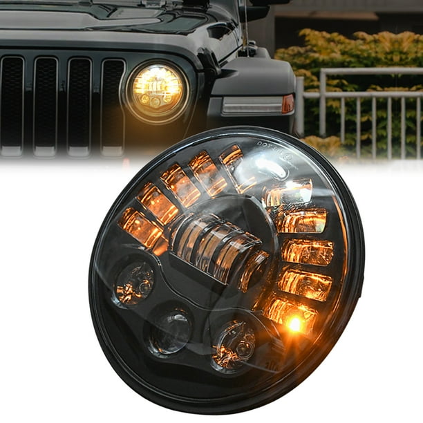 Amdohai 17,8 cm 85 W Phares LED de remplacement pour Jeep Wrangler JK TJ LJ  1997-2018, avec feux de circulation diurnes, feux de croisement et  clignotants ambrés, 1 pièce 