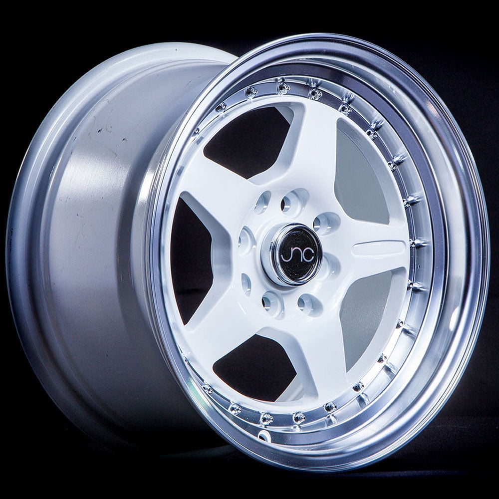 JNC Wheels 15" JNC009 White Machined Lip Rim 4x100/4x114.3 15x8