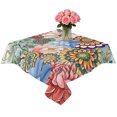 thumbnail image 2 of Boho Floral Table Cloth Waterproof Tablecloths, Spring Vintage Abstract Art Flowers Tablecloth Dining Table Cover for Kitchen Party Tabletop Outdoor, Square Tablecloth 60x60 Inch, 2 of 9