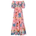 thumbnail image 4 of Vestidos Para Mujer Vestido Bohemio Midi Vestido Con Hombros Descubiertos Fiesta Fluida Estampado Floral Manga Casual Smocked A-Line Vestido de Fiesta en La Playa Odeerbi  ODB159096, 4 of 9