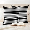 thumbnail image 3 of Black Gray Striped Outdoor Waterproof Pillow Covers, Horizontal Lines Simple Minimalist Decorative Square Throw Pillowcase Sofa Cushion Sham for Patio/Couch/Chair, 20"x20" 2 Pack, 3 of 8