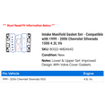thumbnail image 2 of Intake Manifold Gasket Set - Compatible with 1999 - 2006 Chevy Silverado 1500 4.3L V6 2000 2001 2002 2003 2004 2005, 2 of 2