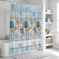 thumbnail image 6 of Blue Beach Coastal Shower Curtain, Waterproof Shower Curtains for Bathroom, Nautical Shell Starfish Coral Summer Washable Fabric Bathtub Curtain Set Bath Decor with 12 Hooks Standard 72"x72", 6 of 8