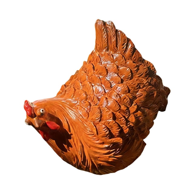 Escultura de pollo de granja artificial que simula una granja, para uso interior y exterior. naranja