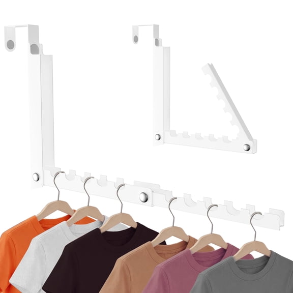Bakon Folding Metal Indoor Laundry Room Over-the-Door Clothes Drying Rack, White