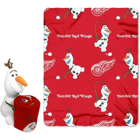 Official NHL and Disney Cobrand Detroit Red Wings Olaf Hugger Character Shaped Pillow and 40