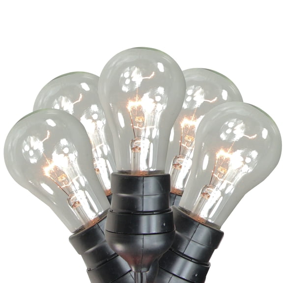 Set of 15 Commercial Grade Adjustable Drop Length E17 "A" Shape Clear Christmas Lights