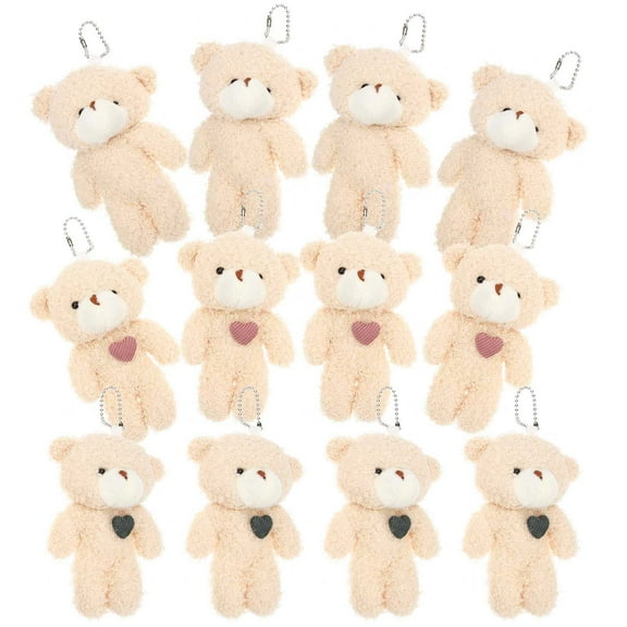 HONITANO Bear Shape Stuffed Animals Keyring Brown 12Pcs 4.3x2.9x1.4in