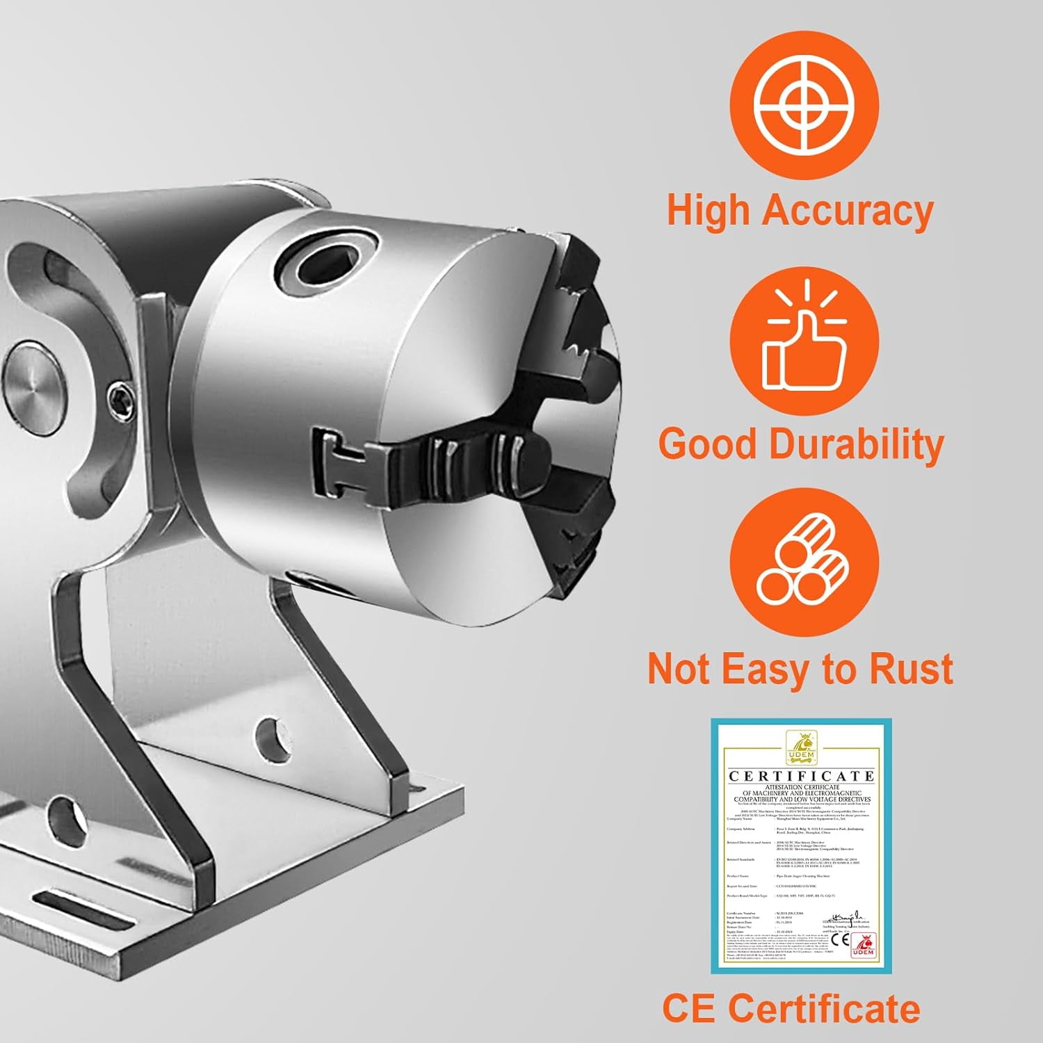 SIHAO Rotary Axis Attachment for Fiber Laser Engravers, Laser Engraving Machine Rotary Tool with 80mm 3 Jaw Rotary Chuck for Ring Jewelry
