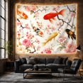 thumbnail image 4 of Koi Fish Swimming Among Cherry Blossoms in a Pond, Serene Japanese Inspired for Nature Lovers, Asian Art Decor, Housewarming Gift Tapestry Wall Hanging for Bedroom and Living Room, 4 of 5