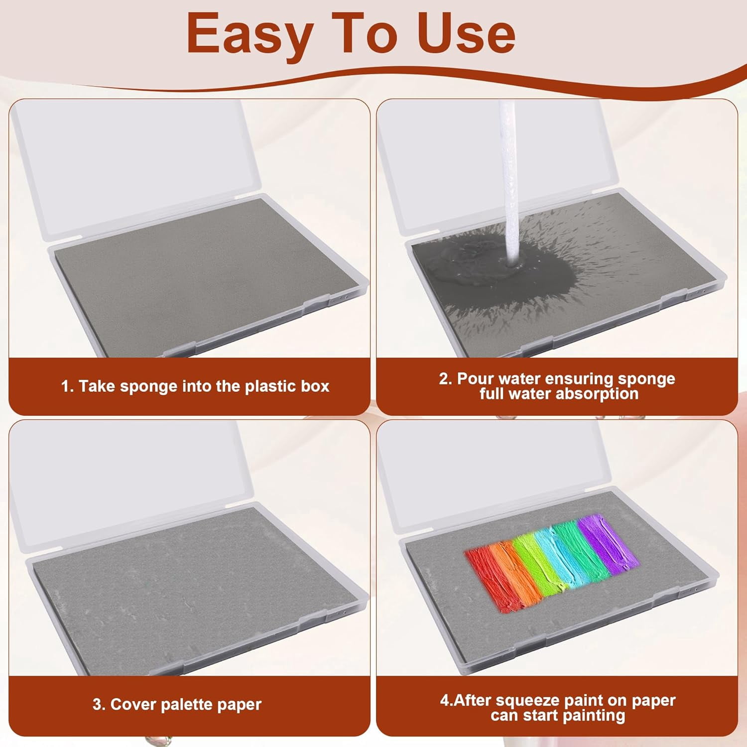 105P Stay Wet Palette for Acrylic Painting Kit, Portable Wet Palette Tray Box Keep Moist Palette for Painting Miniatures Paint Pallet with 100P Palette Paper, 1 Keep Moist Sponge, 3P Brush