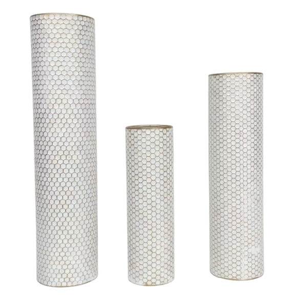 Siruishop 3 Pieces Floor Vase Ceramic Flower Vase for Valentine's Day Office Bookshelf White