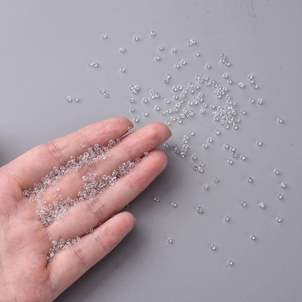 Glass Seed Beads Transparent Round White 12/0 2mm Hole: 1mm about 30000 beads/pound