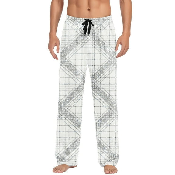 Mens Christmas Sweatpants Plaid Striped Print Pants Drawstring Elastic Waist Home Wear Comfort Casual Pjs Pants Baggy Stretchy Wide Leg Sweatpant
