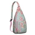 thumbnail image 1 of Watercolor Flower Sling Bag - Soft Botanical Garden Print, Multi-Functional Shoulder Pack, 1 of 4