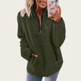 thumbnail image 2 of Womens Sherpa Pullover Half Zip Oversized Fuzzy Fleece Sweatshirts Quarter Zip Fall Winter Clothes with Pockets, 2 of 4