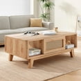 thumbnail image 3 of STARY Coffee Table, Mid Century Living Room Tables with Storage, Modern Square with Rattan Drawer, Wooden Living Room Table with Solid Wood Leg, 3 of 6