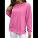thumbnail image 3 of Sudaderas de Gran Tamaño para Mujer, Sudaderas de Larga, Camisetas con Abertura Lateral, Tops, Conjuntos para Adolescentes. Rosa Roja M, 3 of 10