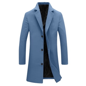Lcziwo Winter Trench Coat Men Notched Collar Single Breasted Top