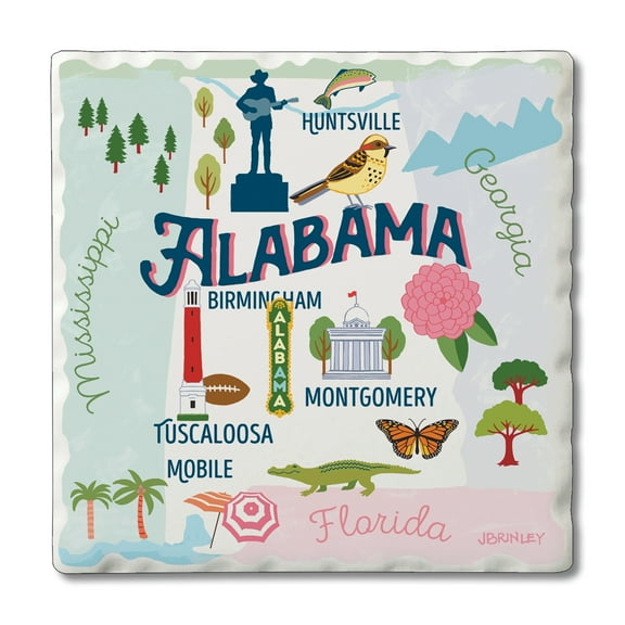 Thirstystone "Alabama Attractions" 4-Pack Tumbled Tile Coasters