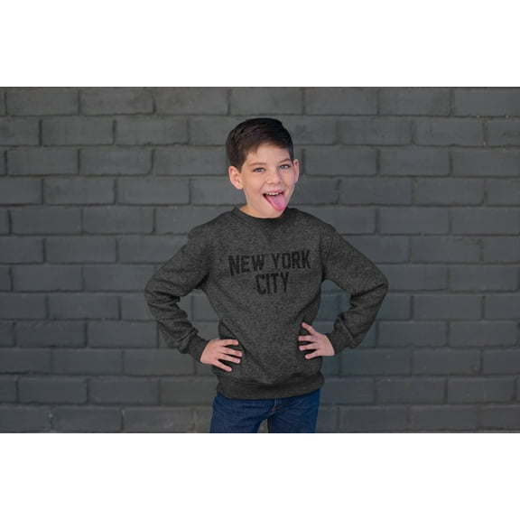 New York City Youth Shirt Crewneck Sweatshirt Dark Heather Charcoal Dark Heather, Large