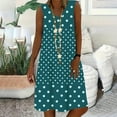 thumbnail image 2 of Feancey Boho Sundress for Women 2025 Casual Polka Dot Print Midi Dresses Summer Sleeveless V Neck Tank Dress Loose Flowy Beach Vacation Dresses Blue M, 2 of 7