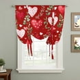 thumbnail image 2 of Valentines Tie Up Curtains 45 Inches Long, Kitchen Window Curtains Over Sink, Pink Red Love Heart Spring Green Botanical Small Window Curtains Shade Balloon Curtains Valances for Bedroom/Cafe 34"x45", 2 of 8