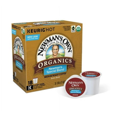 Newman's Own Organics Special Blend K-Cup Coffee Pods, Medium Roast, 18 Count for Keurig Brewers