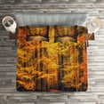 thumbnail image 2 of Ambesonne Autumn Quilted Coverlet 3 Pcs, Vivid Leaf Plant Eco, Queen Size, Orange Brown, 2 of 2