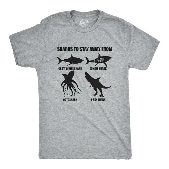 Mens Sharks to Stay Away From T Shirt Funny Ridiculous Sharks Joke Tee for Guys Graphic Tees
