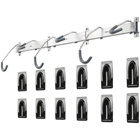 Delta Heavy Duty Track Rack Wall Mount Bike Rack - 6-Bike, Silver