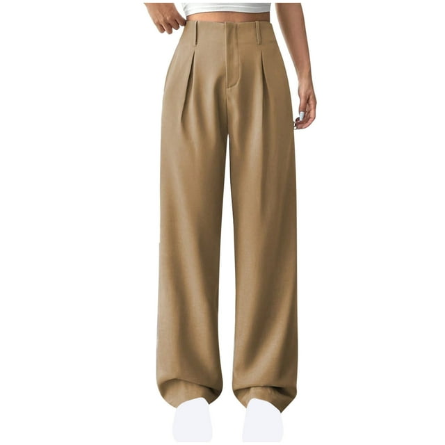 Straight High Waisted Wide Leg Pants, Spring Solid Color Commuting Suit, Versatile Tube Top Design, Stylish Casual Wear, For Work Travel, Durable Cotton Blend, Fashionable Urban Outfits, Relaxed Fit