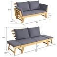 thumbnail image 2 of Topbuy Outdoor Folding Daybed Patio Acacia Wood Convertible Couch Sofa Bed Gray, 2 of 8