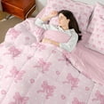thumbnail image 4 of jejeloiu Ribbon Bow Print 7 Pieces Bedding Comforter Set,Pink Bow Pattern Full Bedding Set For Kids Reversible, 4 of 8