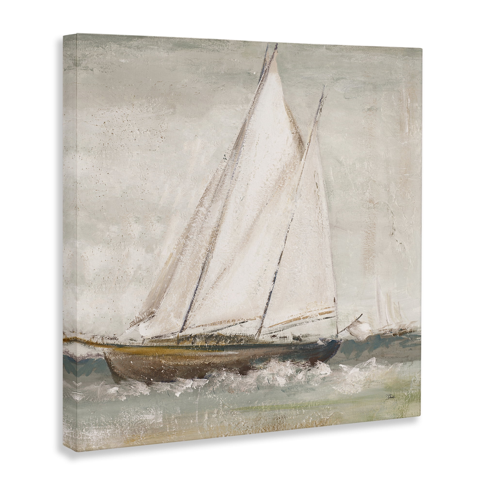 Stupell Industries Traditional Sailboat Splash Transportation Painting Gallery Wrapped Canvas Art Print Wall Art, 17 x 17