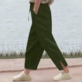 thumbnail image 2 of ZACPNCV Pants for Girls Summer Casual Loose Cotton Linen Straight Wide Leg Drawstring Elastic Waist Solid Cropped Pant Green 6-7 Years, 2 of 8