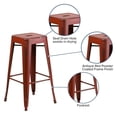 thumbnail image 4 of Bowery Hill Tabouret de Bar Industriel en Métal 30 Pouces Rouge Kelly, 4 of 6