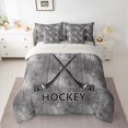 thumbnail image 2 of Feelyou Ice Hockey Gaming Twin Bedding Sets 7-Piece, Grey Watercolor Bedding Comforter Set, 2 of 8