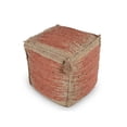 thumbnail image 5 of Steve Silver Jafar Square Handwoven Cinnamon/ Khaki Jute Pouf, 5 of 5