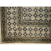 Moroccan Block Print Indian Tapestry Cotton Bedspread 108" x 88" Full-Queen