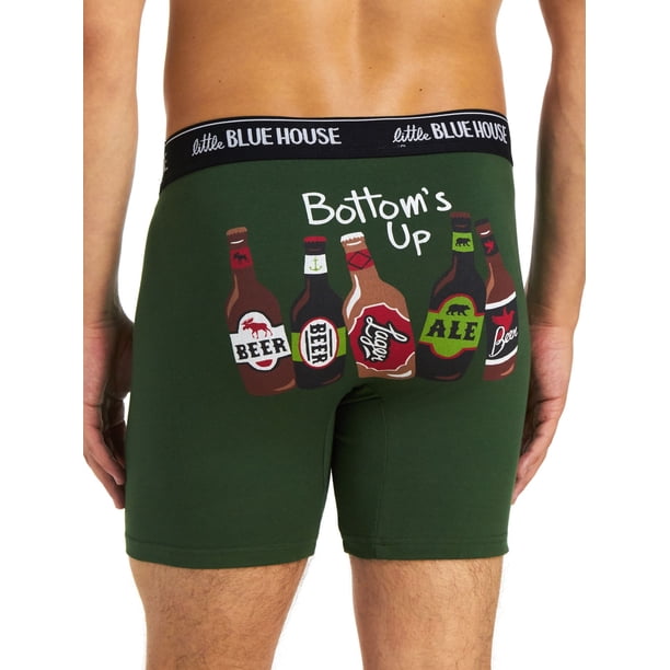 Hatley Hatley Little Blue House Men's Bottoms Up Boxer Brief, Green