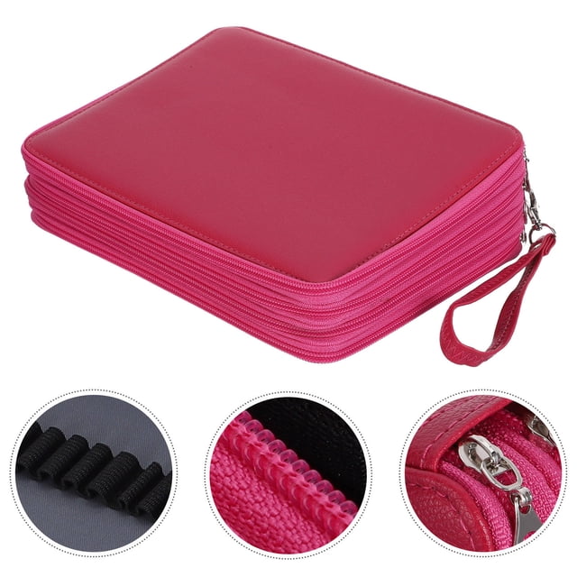 BESTYASH Organizador Para Lápices Y Marcadores Con 184 Compartimentos En Estuche Rosa Resistente
