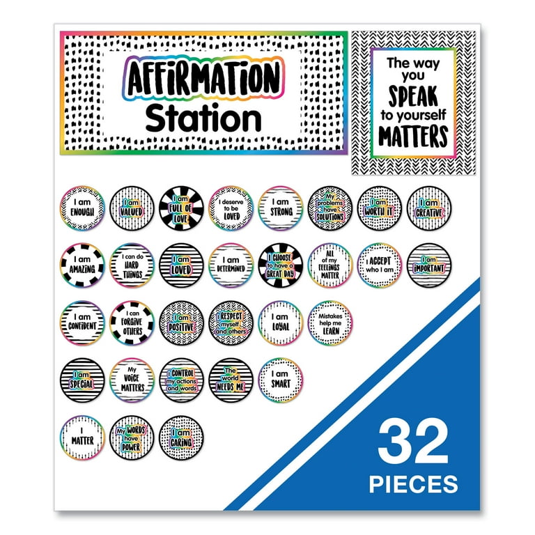 Motivational Bulletin Board Sets, Affirmation Station, Multicolor, 13.8 x 16, 32 Pieces Motivational Bulletin Board Sets, Affirmation Station, Multicolor, 13.8 x 16, 32 Pieces