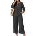 thumbnail image 3 of Lounge Sets for Women 2026 Summer Casual 3/4 Sleeve Shirts Wide Leg Pants Matching Tracksuit Sets Summer Spring Vacation Travel Outfits Fashion Clothing 3Xl, 3 of 3