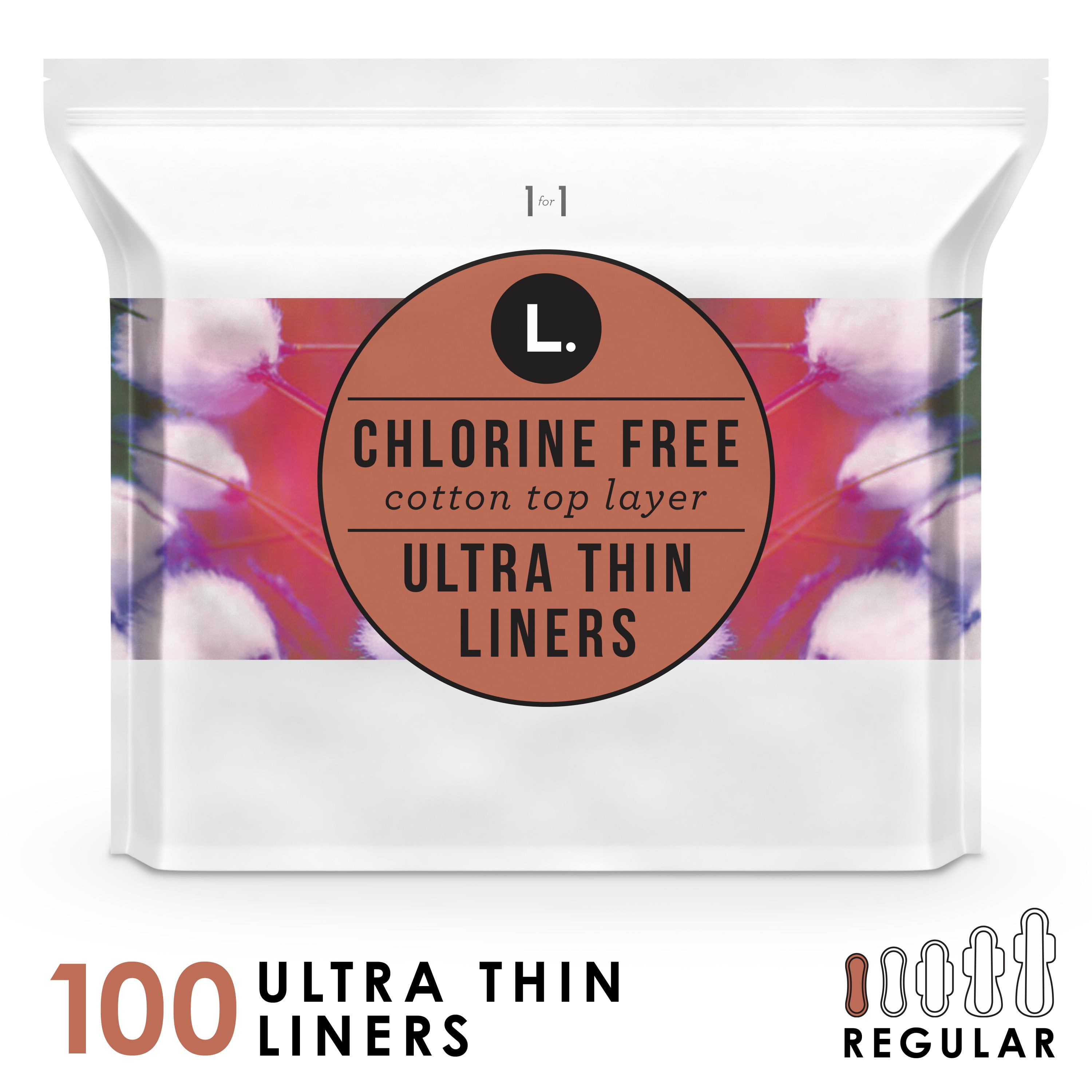 L. Chlorine Free Ultra Thin Liners, Regular Absorbency, 100 Ct